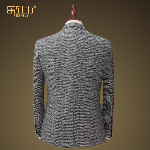 Veste de costume en laine leshili pour hommes Business haut de gamme Business Casual Slim Wool Suit-Piece Gris Grey Top Wool Fleur Grey Single Suit 180 / XL / 52 Taille (poids 138-150jin [Jin est égal à 0,5 kg])