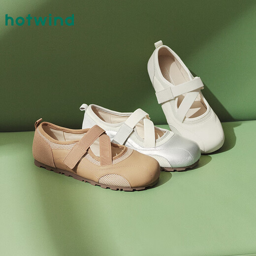 
Hotwind Sports Mary Jane Shoes Commuter Women's Shoes 25 Years Spring Sweet Ballet Cross Strap Light Mouth Breathable Flat Sole Shoes 13 Silver 36 230mm