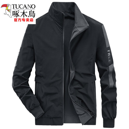 Woodpecker (TUCANO) 2023 Spring New Double-Side Jacket Men's Stand Collar High-End Business Casual Men's Spring and Autumn Jacket Trend Spring and Autumn Double-Side Wear (6626-Dark Gray) L