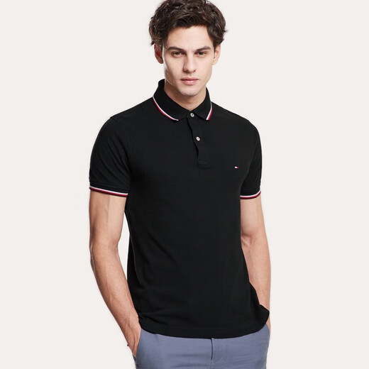 Tommy Hilfiger Tommy Men's Clothing New European and American Colord Colord Casual Slim Men's Short à manches courtes 673/670/691 Pink L (environ 90 kg)