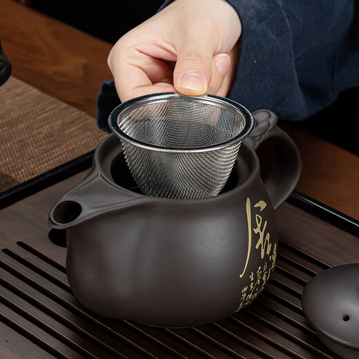 Zhengyang purple clay teapot tea set household complete set of high-end Kung Fu teapot ceramic tea cup business office gift tea tray purple clay dragon teapot willing to give up 8 cups complete set + long huqin black