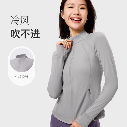 Keep Sports Jacket Yoga Wear Women's Stand Collar Fitness Jacket Badminton Outdoor Running Training Pilates Long Sleeve T-Shirt Classic Black M