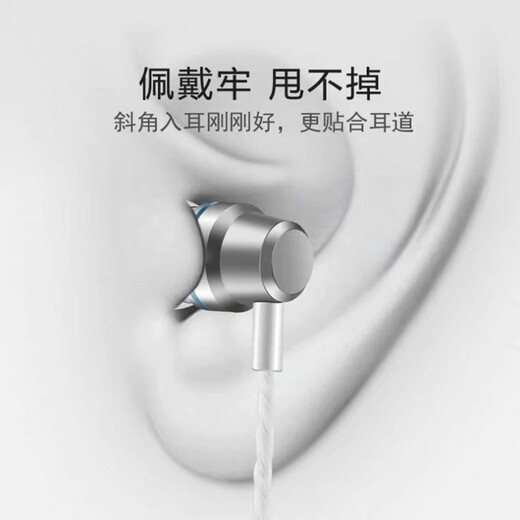 昊微 Type-C耳机入耳式有线适用oppo华为vivo小米手机安卓圆孔高音质k歌重低音带麦降噪耳塞 3.5mm接口【气质银】