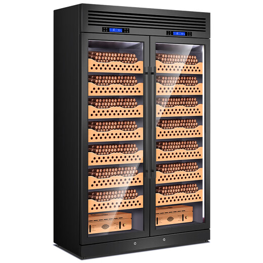 FUKE FK-340WB variable frequency constant temperature and humidity dual temperature Krupp stainless steel cigar cabinet red wine cabinet double doors need to be customized large capacity commercial black titanium (double door cigar cabinet)