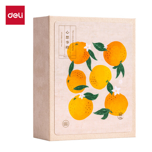 Deli Photo Album 6-inch 100-piece family photo album, couple travel photo album, commemorative album, children's growth record book, orange style PQ858