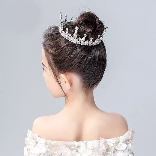 Bai Qixin Crown Tiara Full Circle Birthday Headband Children's Crystal Crown Performance Coming of Age Ceremony Proposal Certification Headdress Accessories Crown White-Full Circle