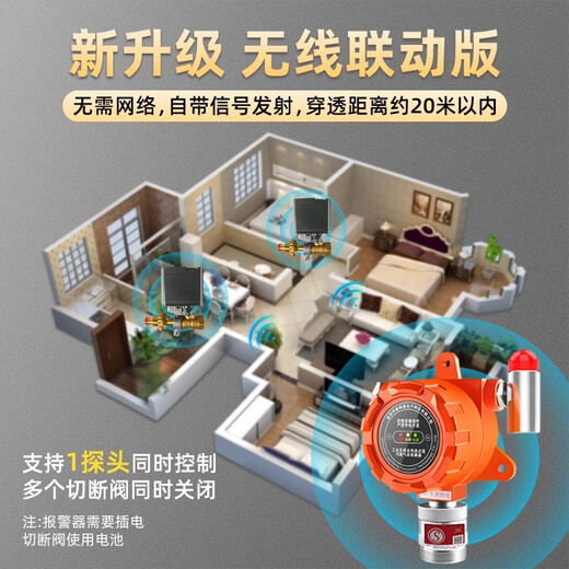 立可安 立可安科技燃气报警器自动切断阀商用液化气探测器厨房煤气餐饮饭店消防检查 719小型餐饮+1个有线钢瓶机械手