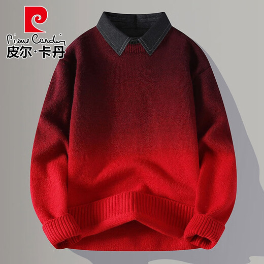 
Pierre cardin high-end fake two-piece sweater for men 2025 new gradient shirt collar sweater for men winter thermal underwear 9756 white [liner * shirt * collar] 2XL about 150~170Jin [Jin equals 0.5 kg] can be worn