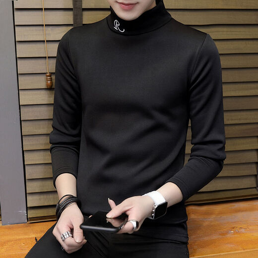T-shirt à manches longues simplifiés pour hommes à manches longues pour hommes et chemises de base pour hommes épaissis de la chemise de base pour hommes épaissis pour hommes, Black 6623 Small M / 85-100Jin [Jin est égal à 0,5 kg]