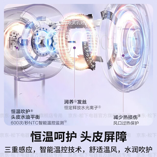 Panasonic (Panasonic) National Subsidy Huaxin Hair Care High-speed Hair Dryer Home Nanoyi Pro Water Ionization Portable Hair Dryer Dormitory Hair Dryer High-end Girlfriend Birthday Gift Iris Purple Nanoyi Water Ion Hair Care NW6A