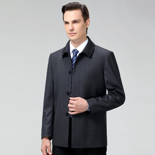 
Classic Car (LAOYECHE) middle-aged and elderly lapel wool jacket men's spring and autumn jacket high-end big brand men's business casual single-breasted jacket dark gray 200/112A