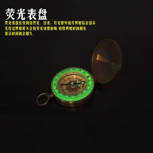 碧允手表男女款指南针钥匙扣防水夜光学生车载运动挂件儿童金属登山 3888黄金指南针4礼物1运费险终身