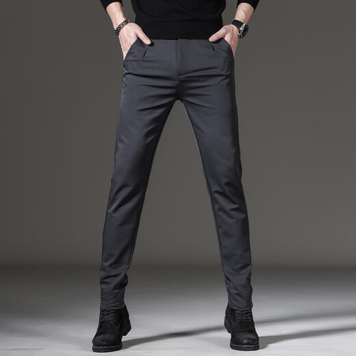 休闲裤子男春秋款时尚韩版小脚修身长裤男士冬季加绒商务小西裤男 833黑色（常规） 31