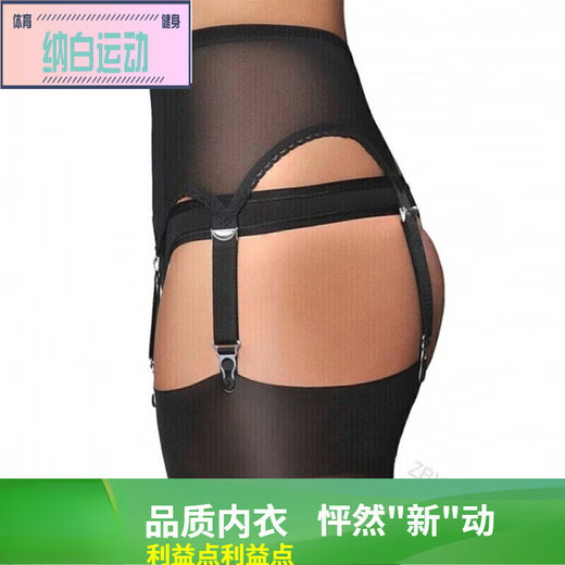汇诗尚吊带袜欧美大码性感网纱可调节扣防滑吊袜带 黑色 L