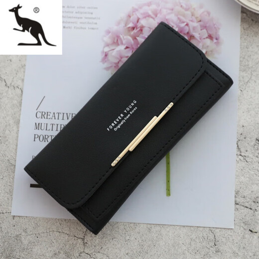 Cool Kangaroo 2025 NUEVA billetera japonesa y coreana Long embrague para mujeres Gran capacidad Posición múltiple Color sólido simple Versión de materia de materia de materia de polvo profunda y de moda