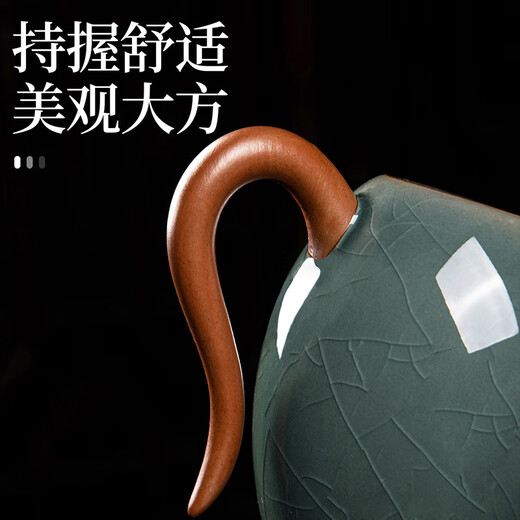 Xiangye Kung Fu Tea Set Ceramic Teapot Teacup Tea Tray Tea Maker Full Set Teapot Housewarming Gifts Ge Kiln Xin Yue Xi Shi Pot Tea Ceremony 10-piece Set