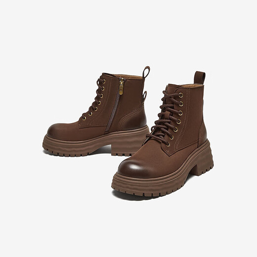BESTOU WINTER-Einkaufszentrum Neue Schaffellstiefel dick-locked funktionierende braune Martin Boots Frauen schrubben kurze Stiefel UKG01DD4 TEEPS Kaffee UKG01DD4 40