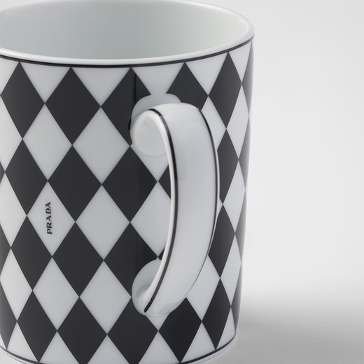 PRADA/Prada Gift Ceramic Mug - Checkerboard White / Black