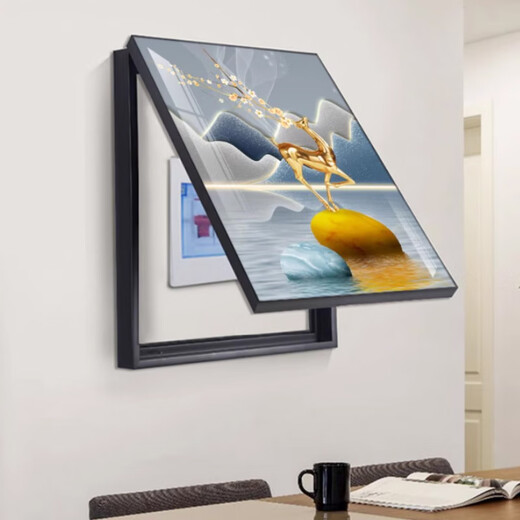 
Shunjixiangli light luxury meter box decoration painting vertical version without punching modern simple restaurant cover switch box hanging painting living room mural JD12053 Fulu Chengxiang 35*45cm (cover 25*35) black frame with cover