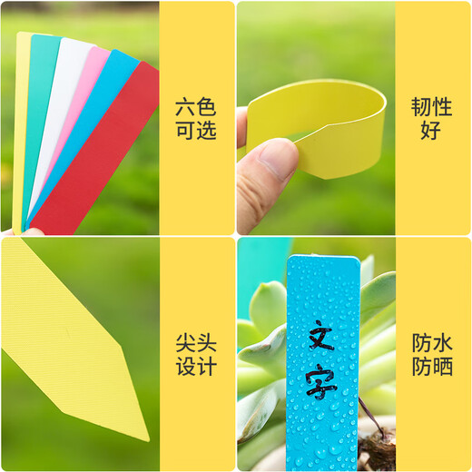 Benxinnong garden succulent plant plastic ground sign one-line label flower succulent gardening ground sign 25x3 (white) 100 sheets