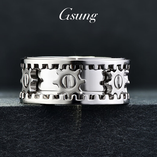 GsunG platinum ring men's new rotating gear ring PT950 men's and women's platinum ring fashionable and elegant ring ring. Priced by gram. Contact before bidding.