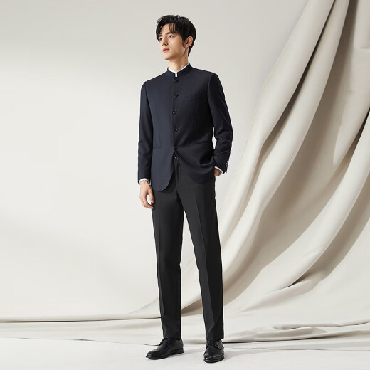 柒牌【WOOLMARK】男装羊毛局西服秋冬商务中式立领单西外套正装