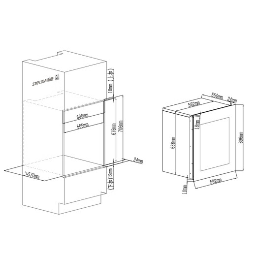 Seclusion and fame handleless touch door embedded red wine cabinet constant temperature wine cabinet tea beverage cabinet frost-free air-cooled heat-free frequency conversion wine cabinet fully embedded wine cabinet 696 height single temperature black/variable frequency 36 bottles