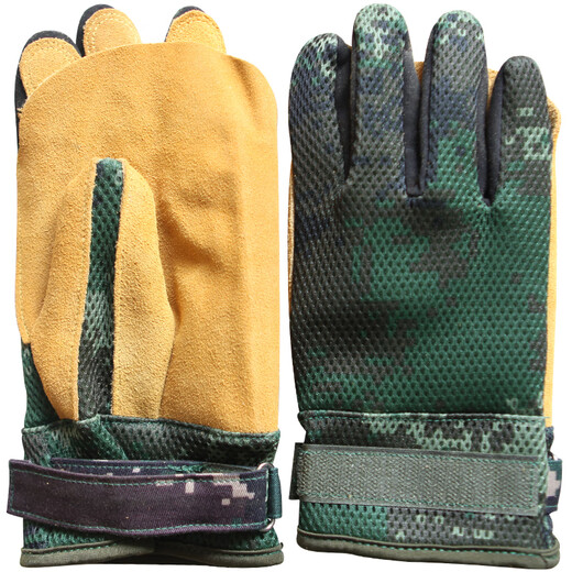 Liyang Speed Sliding Double Cowhide Rescue Gloves Mountain climbing work wear-resistant non-slip breathable anti-static labor protection gloves Military green yellow cowhide 25 by 12164 grams cowhide slide gloves