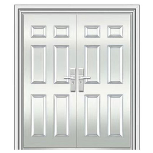 【现货】304不锈钢门大门双开门单门子母门防盗入户门工程进户门 【双开门】六方格1480x2050