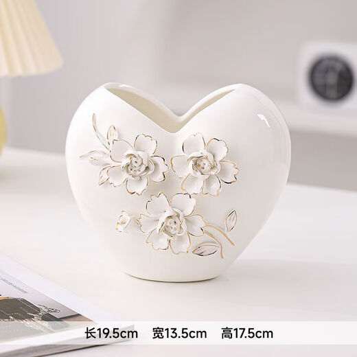 Yunmao kreative europäische Keramische Vase -Ornamente TV -Schrank Wohnzimmer Esstisch Accessoires Hydroponische Blumengeräte Hochzeitsgeschenk 14072 Elfenbein weißer schmaler Mund Single Blumenvase