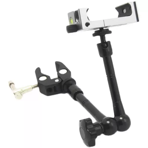 TKHE metal extension pole mobile phone live broadcast bracket external clip tablet to increase camera position overhead shooting universal camera tripod 11-inch magic arm metal mobile phone clip