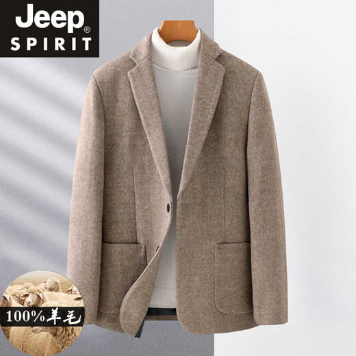 Jeep Spirit Autumn and Winter Woolen Suit Jacket 2024 Nuevo traje informal moda Moda de moda para hombres Single West Coat 210 Black Grey 170/m Tamaño recomendado 100-128 Jin [Jin equivale a 0.5 kg]