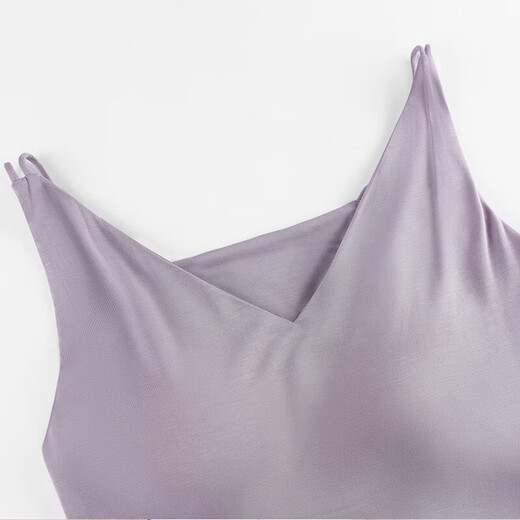 Fenten suspender pajamas for women in summer, thin ice silk, cool feeling, can be worn on the outside, V-neck chest pad integrated home clothing 723 lilac purple [wide front and thin belt behind] Single top M [recommended 80-100 Jin [Jin equals 0.5 kg]]