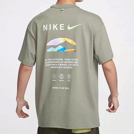 Nike (Nike) Футболка с короткими рукавами для мужской летней пляжной вечеринки Спортивная одежда Спортивная одежда сплошной