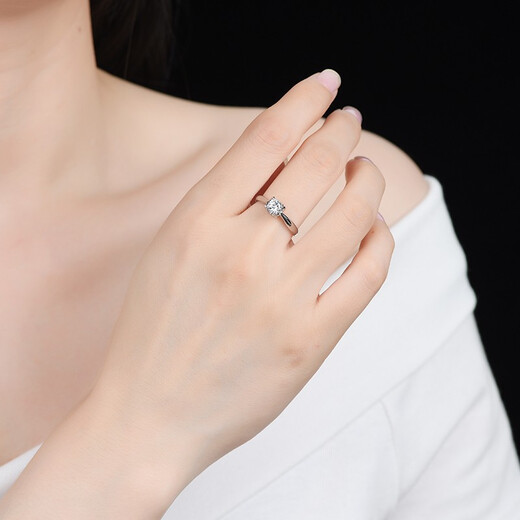 AVHE platinum diamond ring, bull head female ring for wedding, lab-grown diamond PT950 ring, real diamond for my wife on Chinese Valentine's Day, bull head platinum diamond ring + cultured diamond D color 30 minutes