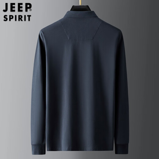 Jeep (JEEP) POLO shirt men's long-sleeved spring and autumn business casual men's lapel top men's t-shirt bottoming shirt blue L