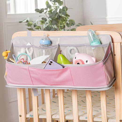CLCEY crib storage bag hanging bag bedside diaper storage bedside storage bag diaper bag multifunctional storage rack light blue