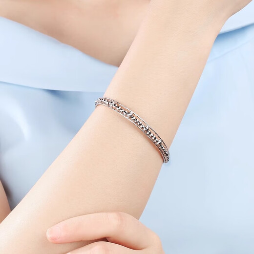 Yuan Shengfu's new PT950 fashionable laser transfer bead platinum bracelet, genuine and versatile platinum open bracelet, 12.73 grams, about 5.5mm thick