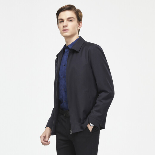 YOUNGOR Single Jacket Men's Lapel Single Jacket Fashion Business Casual Men's Top Jacket VJJK429964FQA Navy Blue L 175/96A