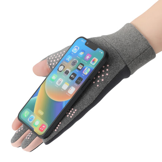 Gloves for women in autumn and winter sports warm plus velvet thickened gloves waterproof riding windproof and coldproof driving anti-slip touch screen women's German velvet waterproof vertical mark fingertip opening gray one size