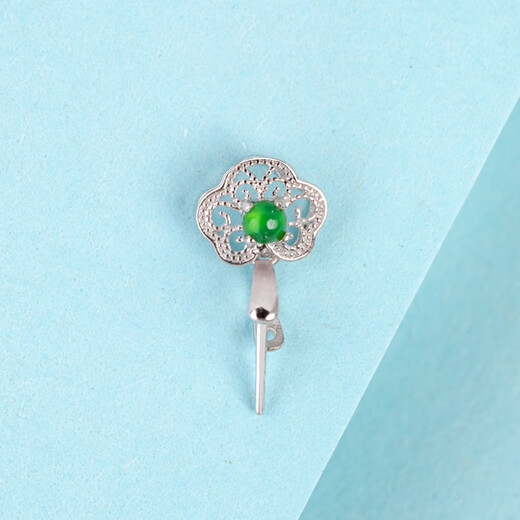 Beyou 18K gold buckle head with retro pattern craftsmanship, jadeite A top bead inlaid with K gold jade pendant, melon seed buckle, versatile buckle, 18k gold, white straight hole