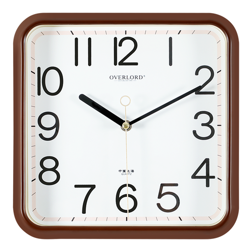 The story of time, light luxury modern wall clock, living room, home, fashionable bedroom clock, no punching, wall hanging, no punching, 6191A square brown white disk, 12 inches [diameter 30 cm]