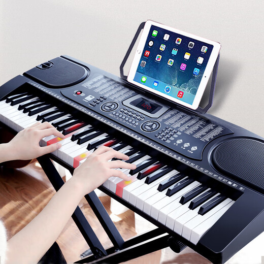Meirkergr MK-8618 smart version 61-key multi-function intelligent teaching electronic keyboard for children to learn electric piano, connected to headphones, microphone, mobile phone pad with piano stand