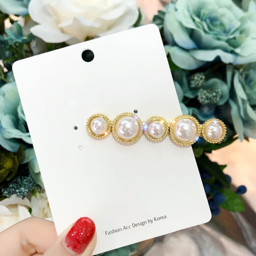 Idel Internet celebrity imitation pearl hairpin imitation pearl hairpin female Korean new bangs side clip one-word clip Korean hair accessories Chinese Valentine's Day gift for girlfriend size imitation pearl hairpin F160