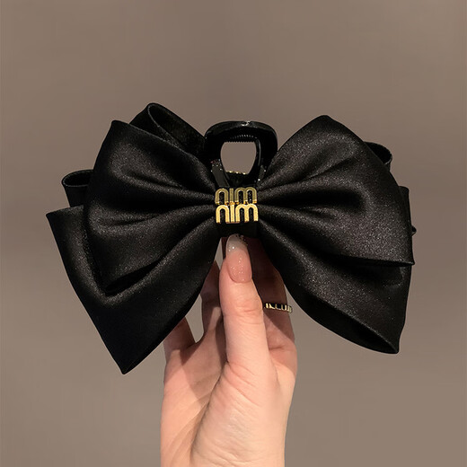 Tang Funi Big Bow Hair Clip High-end Satin Exquisite Hair Shark Clip Elegant Hair Clip on the Back of the Head Hair Accessory Letter Satin Bow Clip