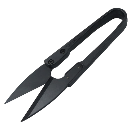 Authentische Kuai Keli-Garnschere mit schwarzem Kunststoffgriff, U-förmige Fadenschere, handgefertigte kleine Kreuzstichschere, speziell zum Fadenschneiden verwendet, schwarze Kuai Keli-Garnschere (12 Stück)