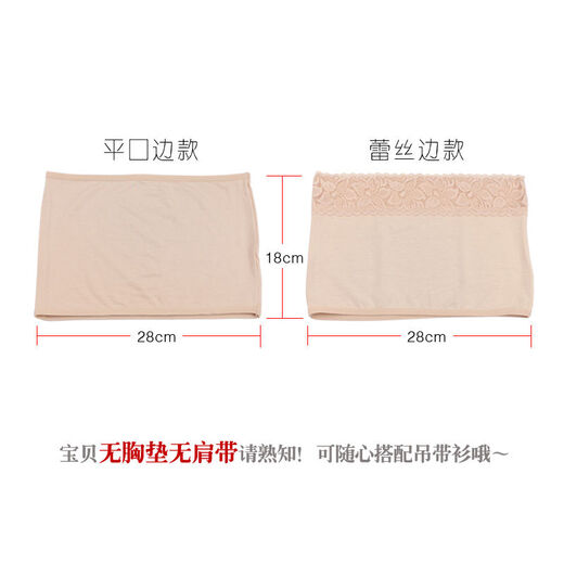 Summer tube top, anti-exposure bottoming underwear for women, black and white strapless short bra, large size 1 piece, black, one size fits all, lace edge (recommended 80-120 Jin Jin equals 0.5 kg)