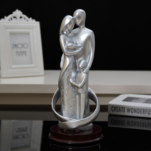 Qingjiang inspire les cadeaux pour la femme et la famille de quatre ornements pour le 10e anniversaire de mariage naissance 15935 Silver + Lettrage Fourni + Famille Boy