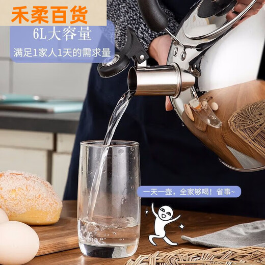 MAXCOOK304不锈钢烧水壶 加厚水开自动鸣音烧水壶 大容量燃气电磁炉 5000ml 水壶红色 MCH9793