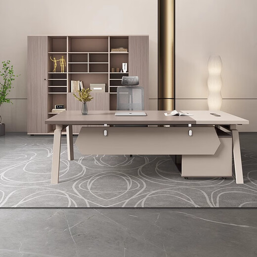 OUDITU Desk Boss Desk Simple Modern President Manager Desk Grand Executive Desk Supervisor Desk Office Desk and Chair Combination South American Cherry The lowest on the entire network 1.8m supervisor desk + removable side cabinet + headrest chair